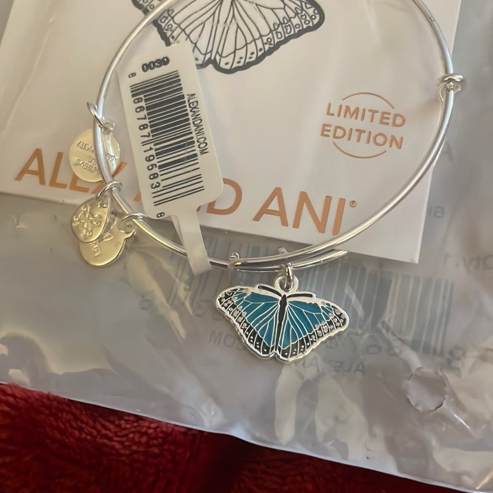 Alex and Ani Blue Morpho Butterfly Charm Bangle